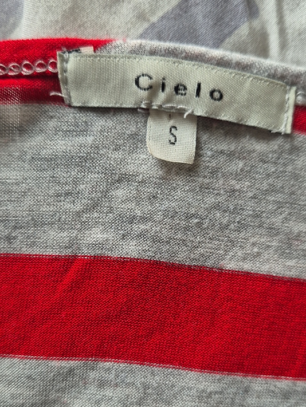 Cielo Red & Light Gray Striped Short Sleeve Tee - Picture 2 of 2